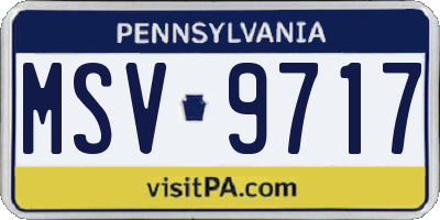 PA license plate MSV9717
