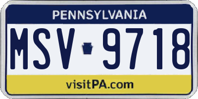 PA license plate MSV9718