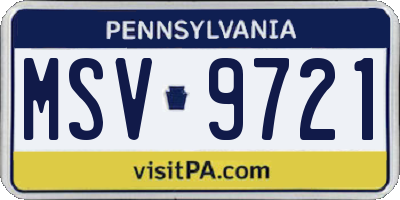 PA license plate MSV9721