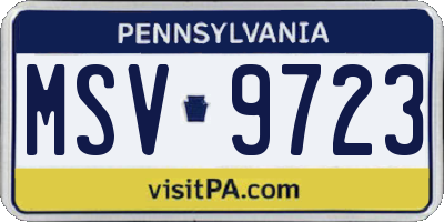 PA license plate MSV9723
