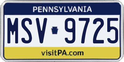 PA license plate MSV9725