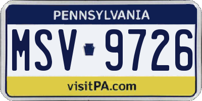 PA license plate MSV9726