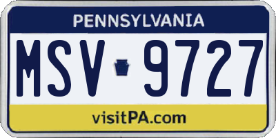 PA license plate MSV9727