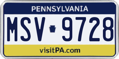 PA license plate MSV9728