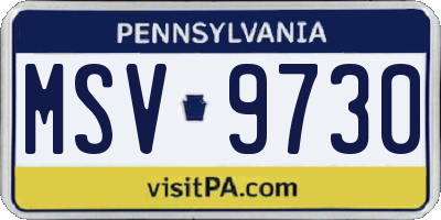 PA license plate MSV9730