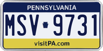 PA license plate MSV9731