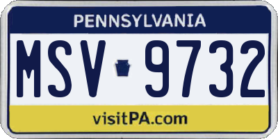 PA license plate MSV9732