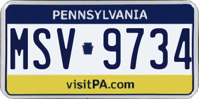 PA license plate MSV9734
