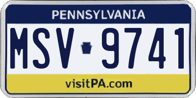 PA license plate MSV9741