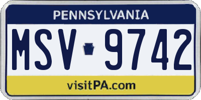 PA license plate MSV9742