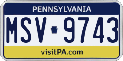 PA license plate MSV9743