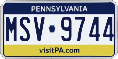 PA license plate MSV9744