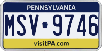 PA license plate MSV9746