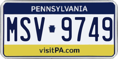 PA license plate MSV9749