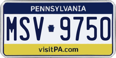 PA license plate MSV9750
