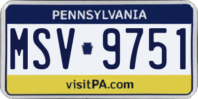 PA license plate MSV9751