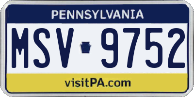 PA license plate MSV9752