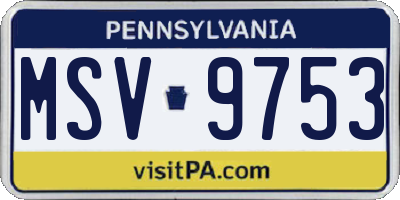PA license plate MSV9753