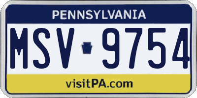 PA license plate MSV9754