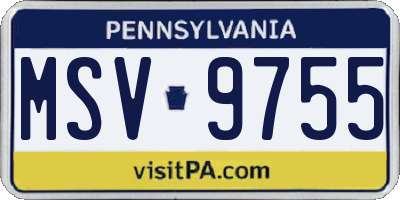 PA license plate MSV9755