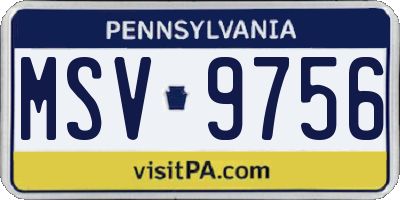 PA license plate MSV9756