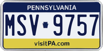 PA license plate MSV9757