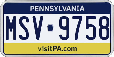 PA license plate MSV9758