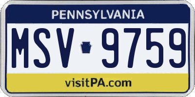PA license plate MSV9759