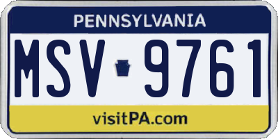PA license plate MSV9761