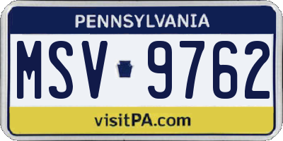 PA license plate MSV9762