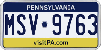 PA license plate MSV9763