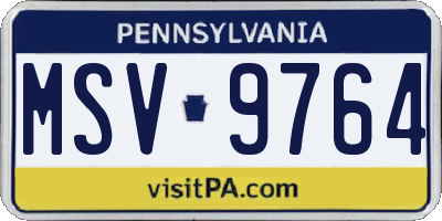 PA license plate MSV9764