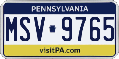 PA license plate MSV9765