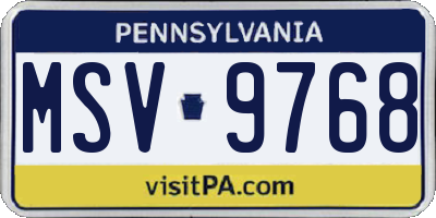 PA license plate MSV9768