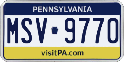 PA license plate MSV9770