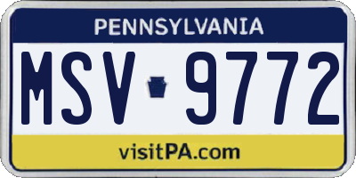 PA license plate MSV9772