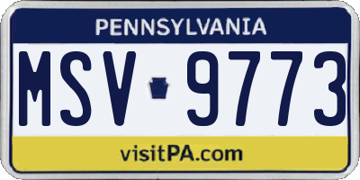 PA license plate MSV9773