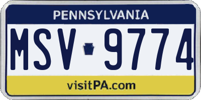 PA license plate MSV9774