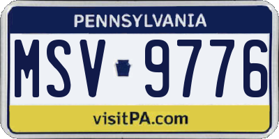 PA license plate MSV9776