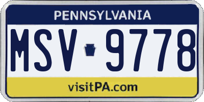 PA license plate MSV9778