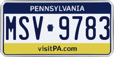 PA license plate MSV9783