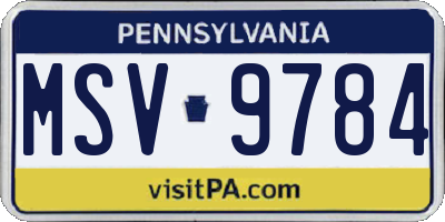PA license plate MSV9784