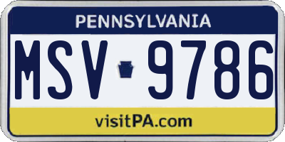 PA license plate MSV9786