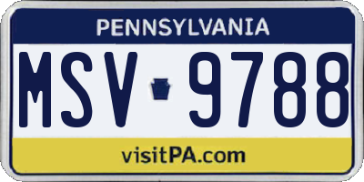 PA license plate MSV9788