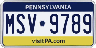 PA license plate MSV9789