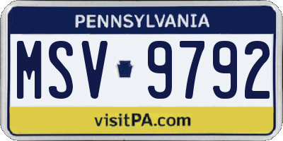 PA license plate MSV9792