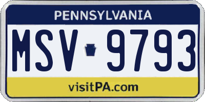 PA license plate MSV9793