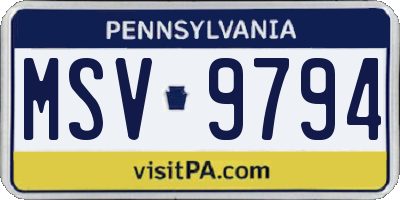 PA license plate MSV9794