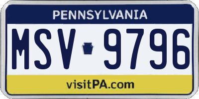 PA license plate MSV9796