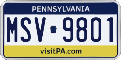 PA license plate MSV9801